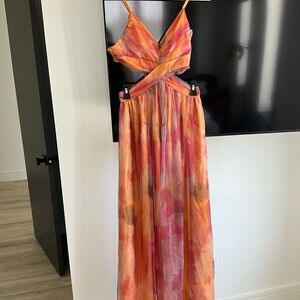 Vibrant Multicolor Backless Maxi Dress